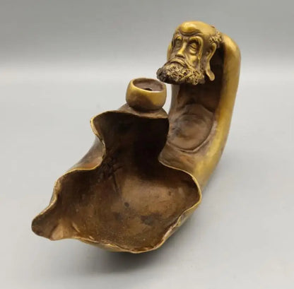 China brass Dharma Master pour Backflow incense Burner crafts statue