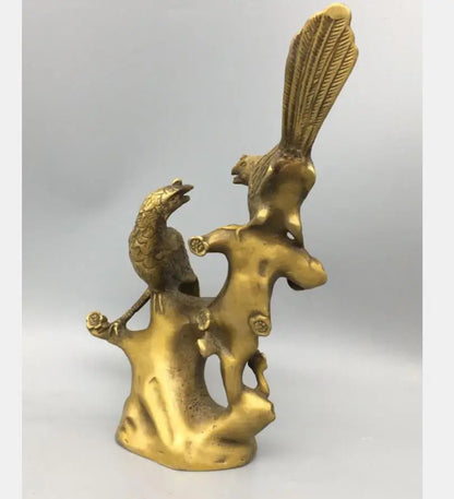 China brass Double Magpie crafts statue