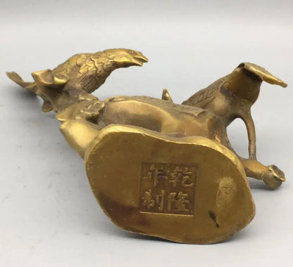 China brass Double Magpie crafts statue