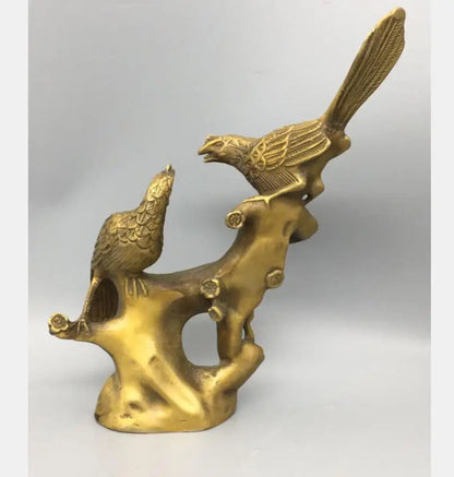 China brass Double Magpie crafts statue