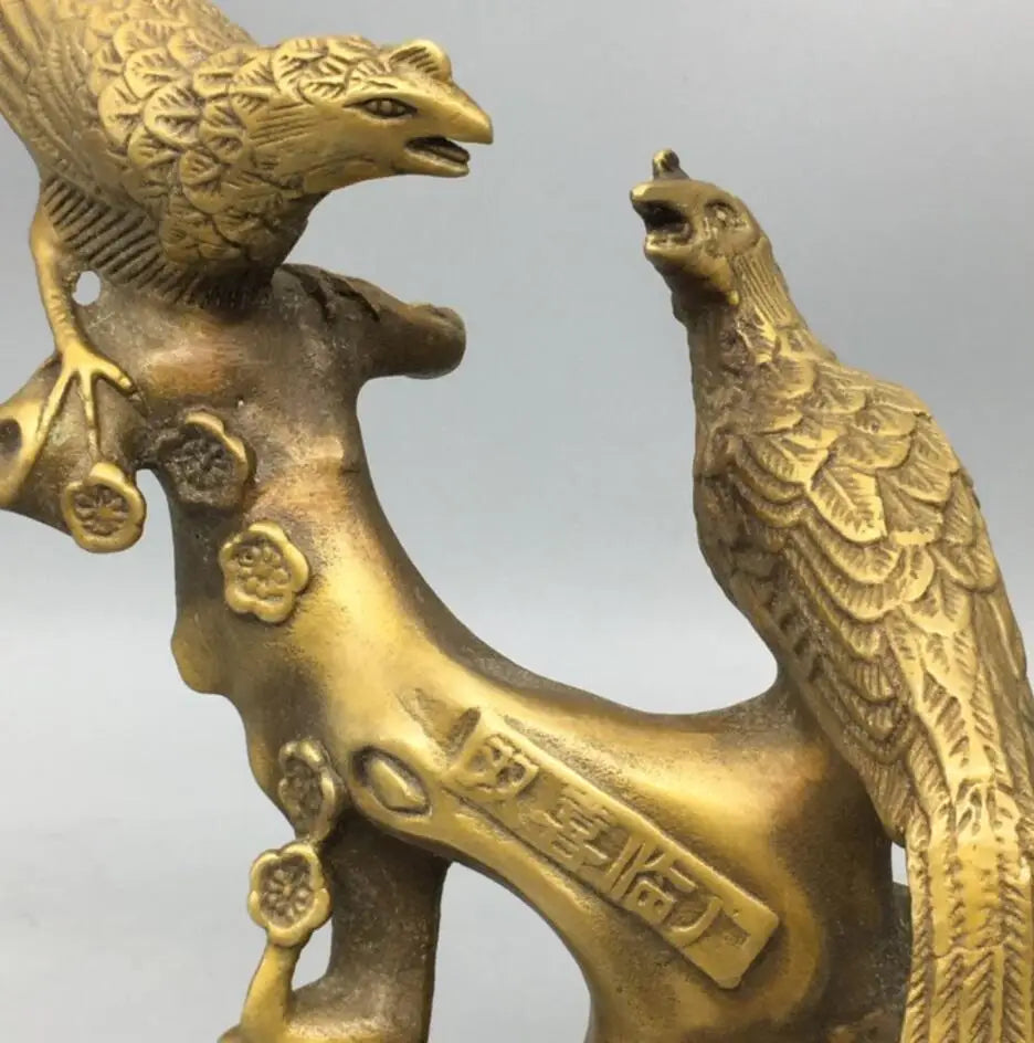 China brass Double Magpie crafts statue