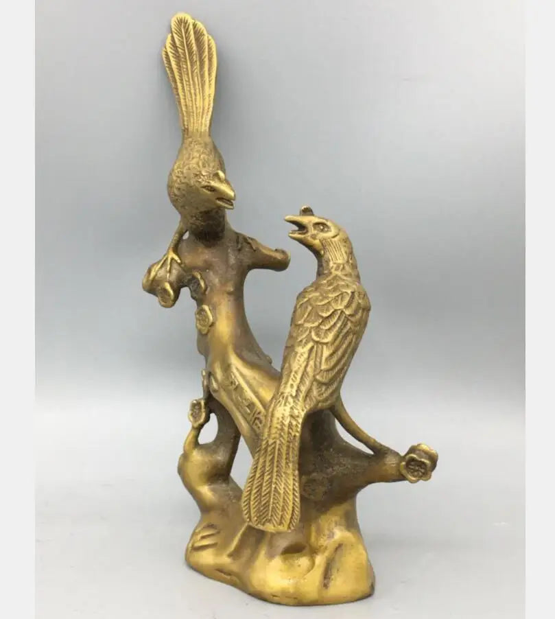 China brass Double Magpie crafts statue