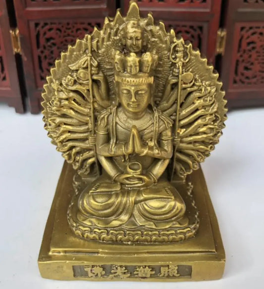 China brass Double-sided thousand hand Guanyin Buddha crafts statue