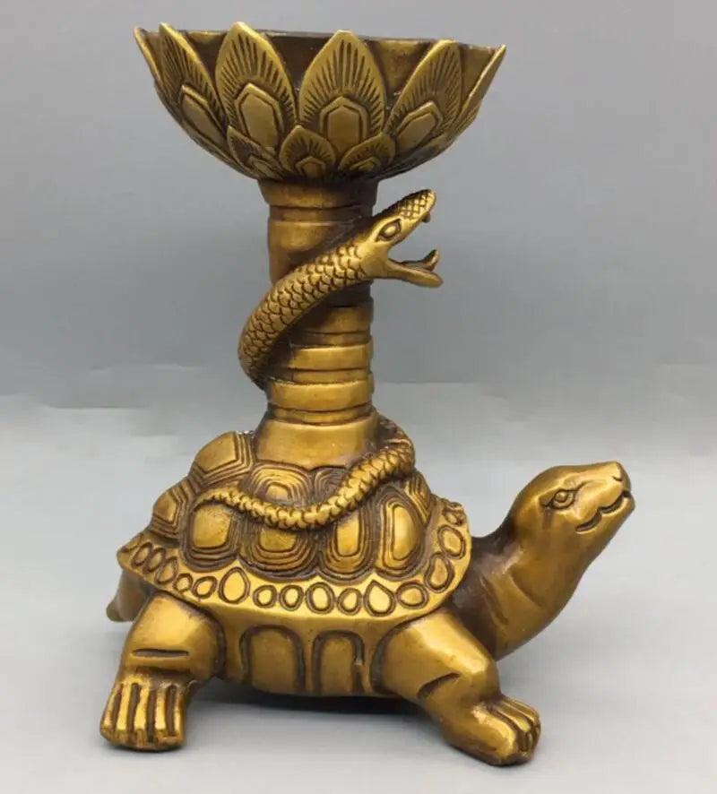 China brass Dragon turtle Candle holders crafts statue A pair