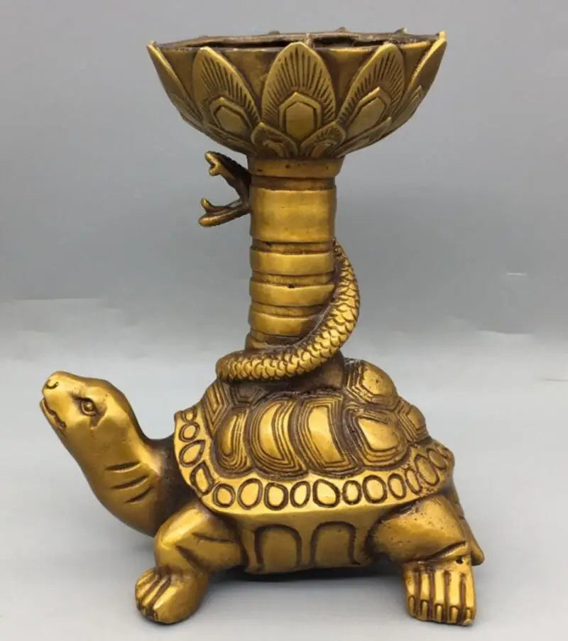 China brass Dragon turtle Candle holders crafts statue A pair