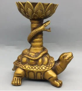 China brass Dragon turtle Candle holders crafts statue A pair