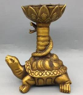 China brass Dragon turtle Candle holders crafts statue A pair
