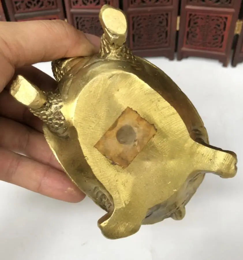 China brass Dragon turtle snake wealth crafts statue