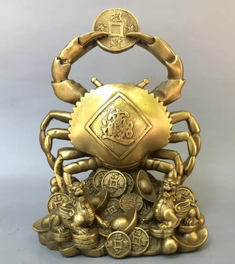 China brass Eight Fong Enter Wealth crab crafts statue