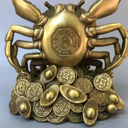 China brass Eight Fong Enter Wealth crab crafts statue
