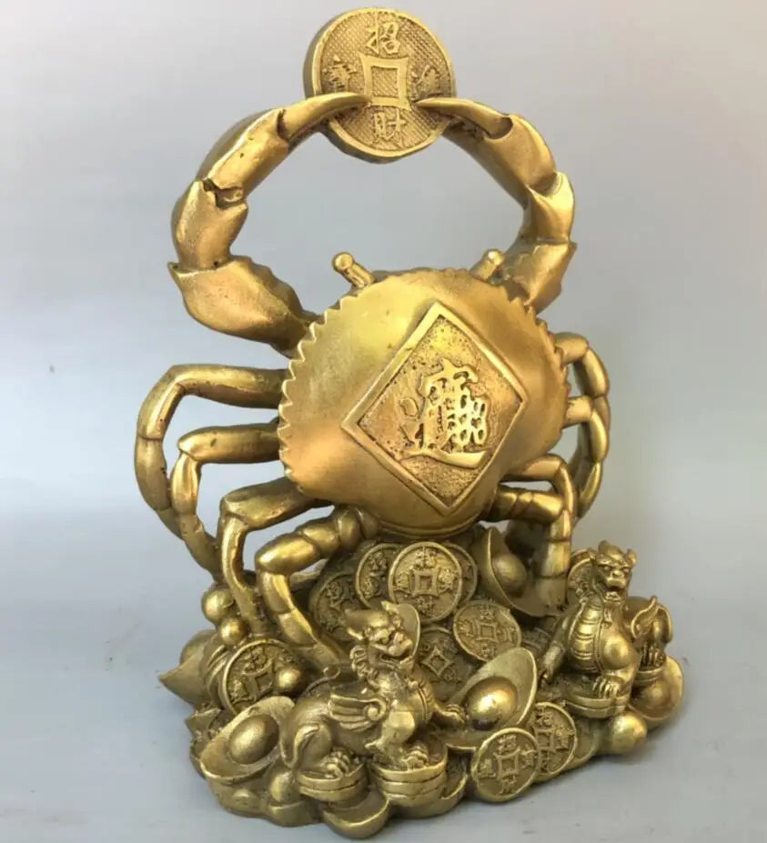 China brass Eight Fong Enter Wealth crab crafts statue