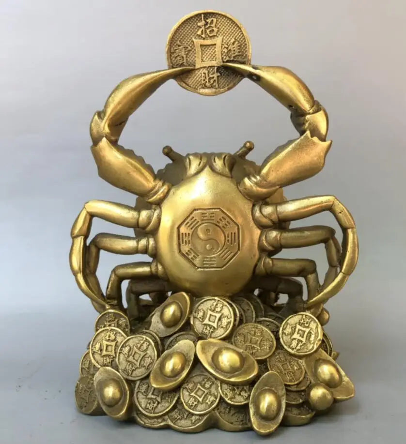 China brass Eight Fong Enter Wealth crab crafts statue