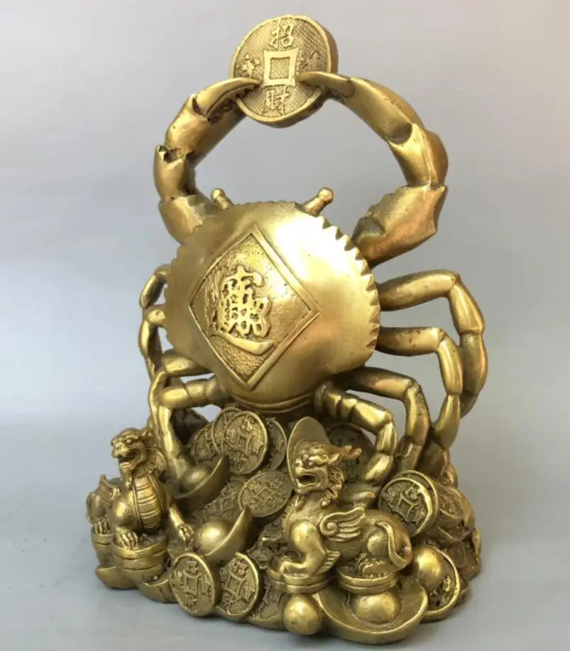 China brass Eight Fong Enter Wealth crab crafts statue