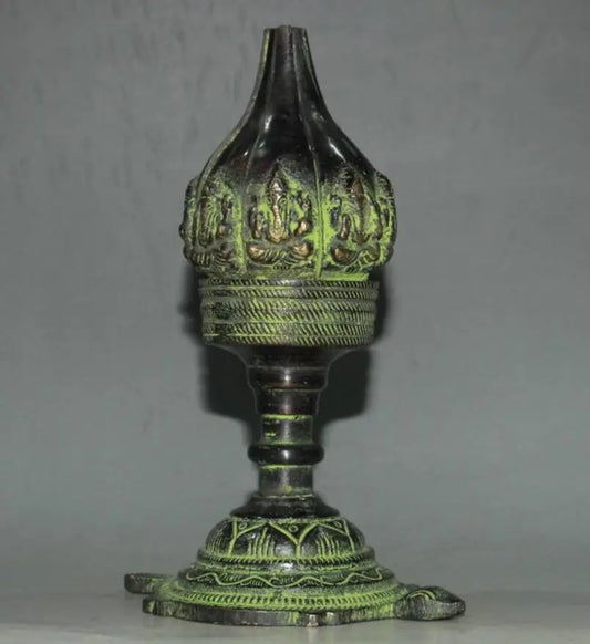 China brass Elephant God lotus candlestick crafts statue
