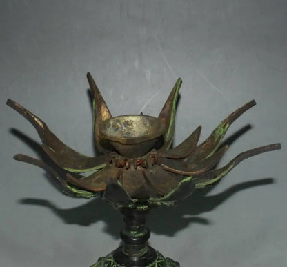 China brass Elephant God lotus candlestick crafts statue