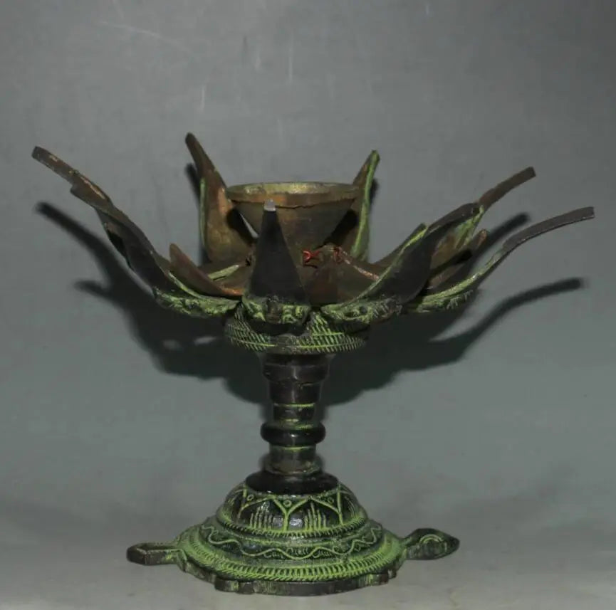 China brass Elephant God lotus candlestick crafts statue