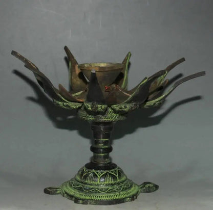 China brass Elephant God lotus candlestick crafts statue