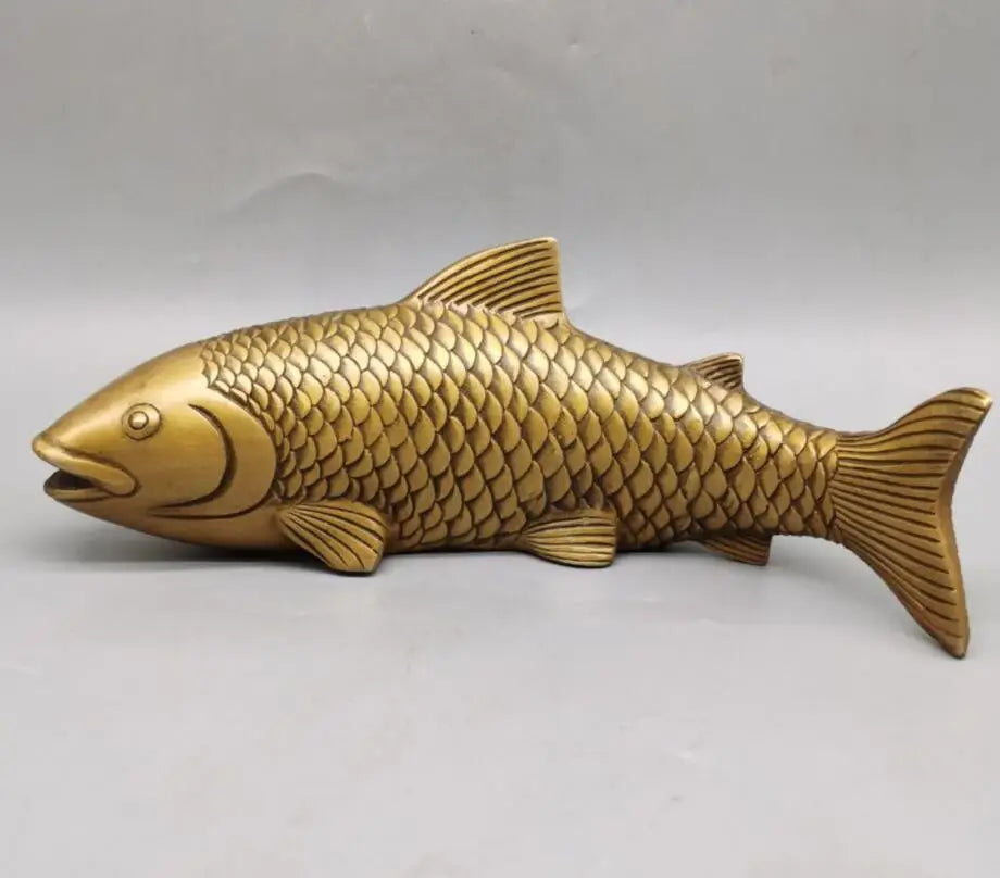 China brass Exquisite engraving fish crafts statue