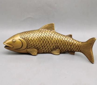 China brass Exquisite engraving fish crafts statue