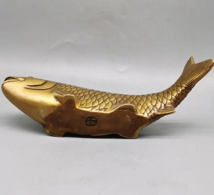 China brass Exquisite engraving fish crafts statue