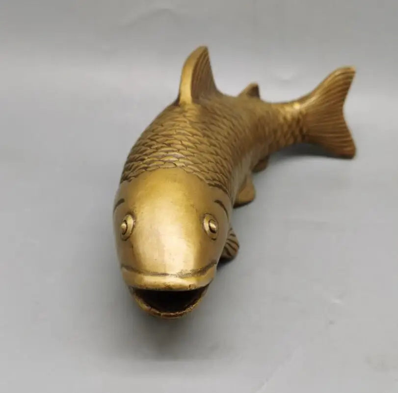 China brass Exquisite engraving fish crafts statue