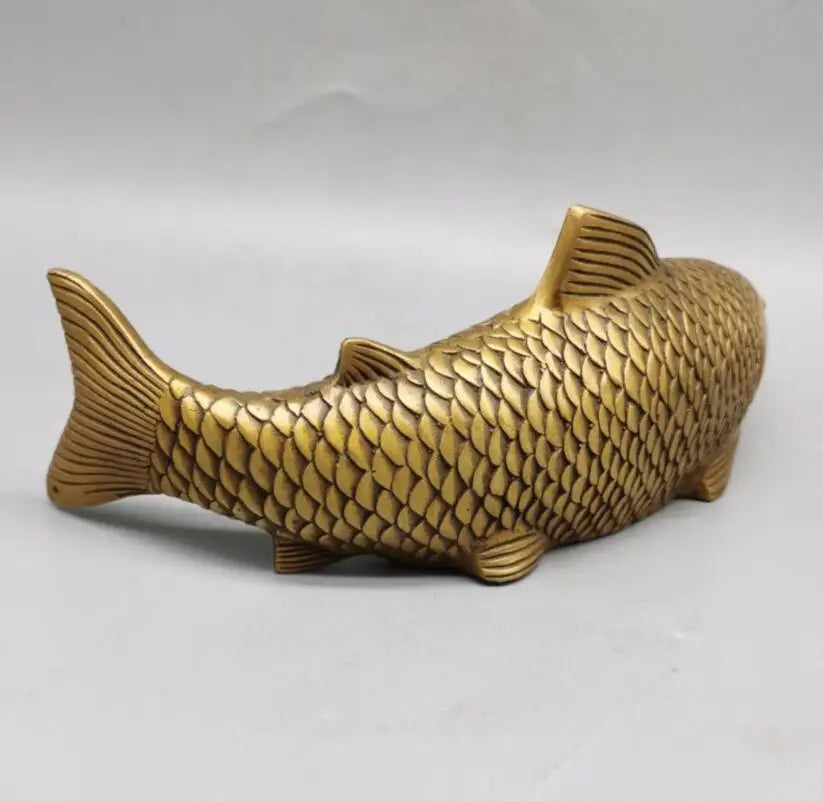China brass Exquisite engraving fish crafts statue