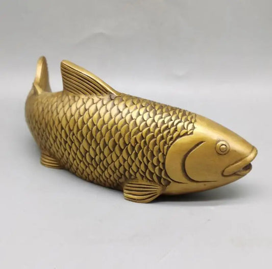 China brass Exquisite engraving fish crafts statue