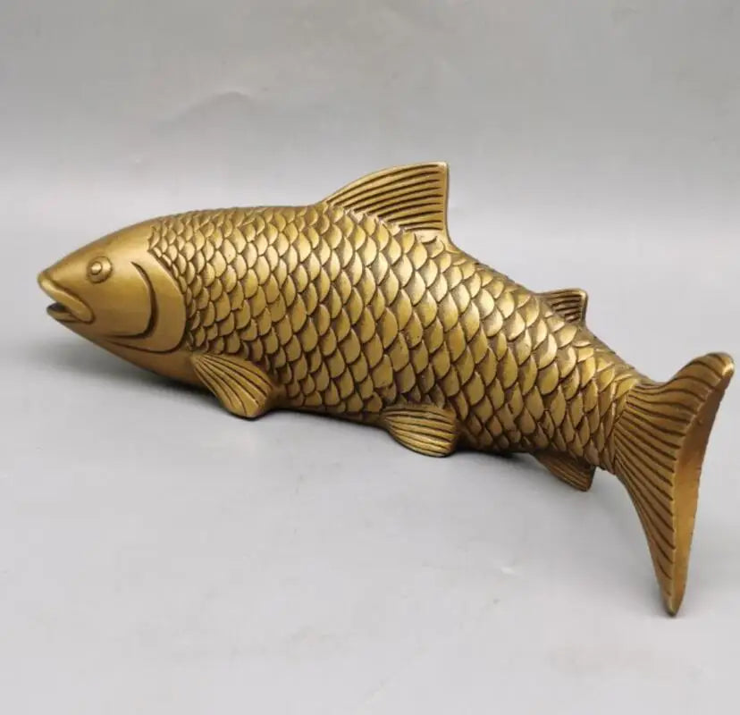 China brass Exquisite engraving fish crafts statue