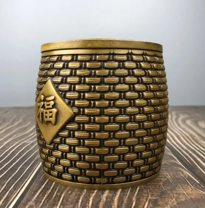 China brass FU word Tea cans crafts statue