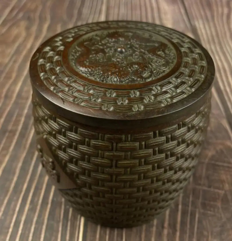 China brass FU word Tea cans crafts statue