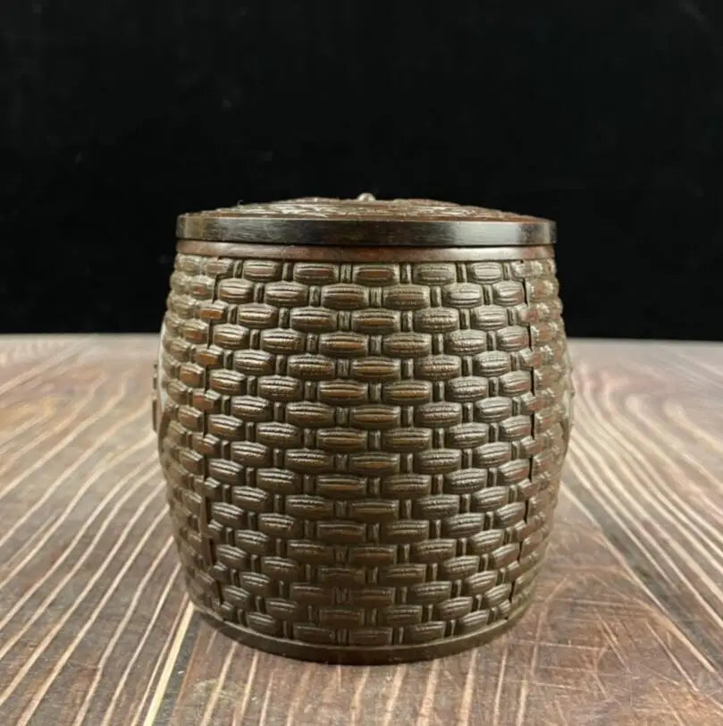 China brass FU word Tea cans crafts statue