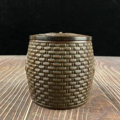 China brass FU word Tea cans crafts statue