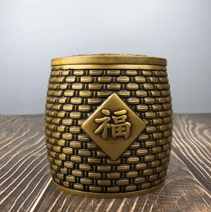 China brass FU word Tea cans crafts statue