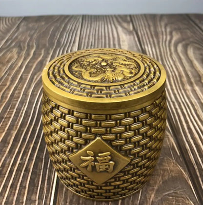 China brass FU word Tea cans crafts statue