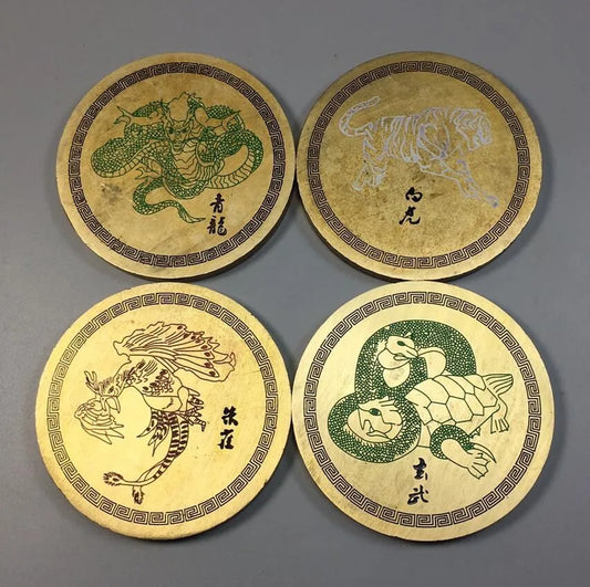 China brass Four God beast paper weight crafts statue A set