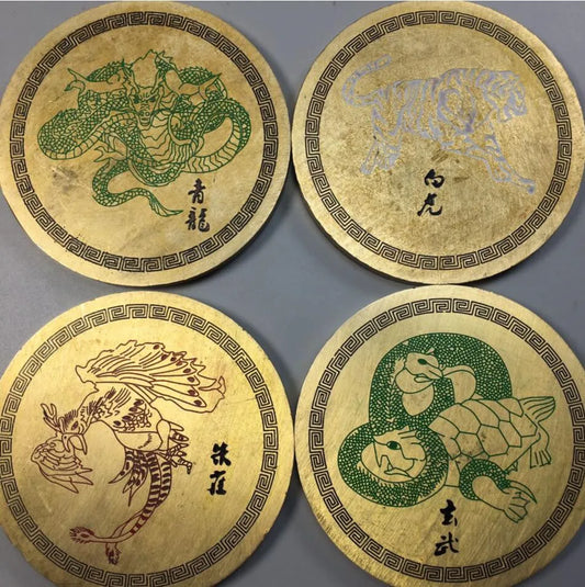 China brass Four God beast paper weight crafts statue A set