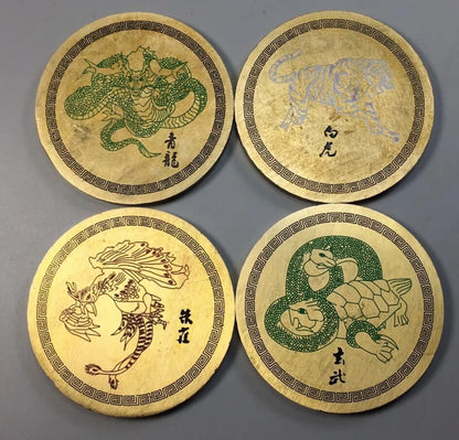China brass Four God beast paper weight crafts statue A set