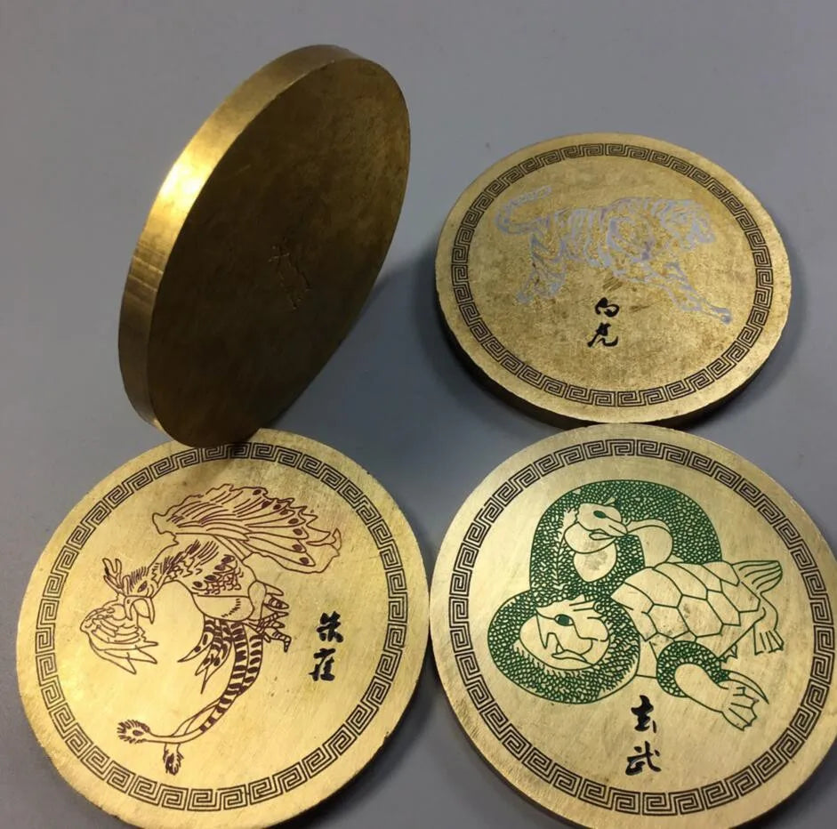 China brass Four God beast paper weight crafts statue A set