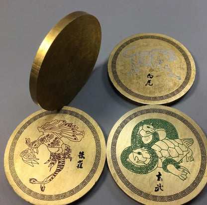 China brass Four God beast paper weight crafts statue A set
