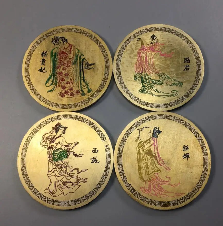 China brass Four beautiful women paper weight crafts statue A set