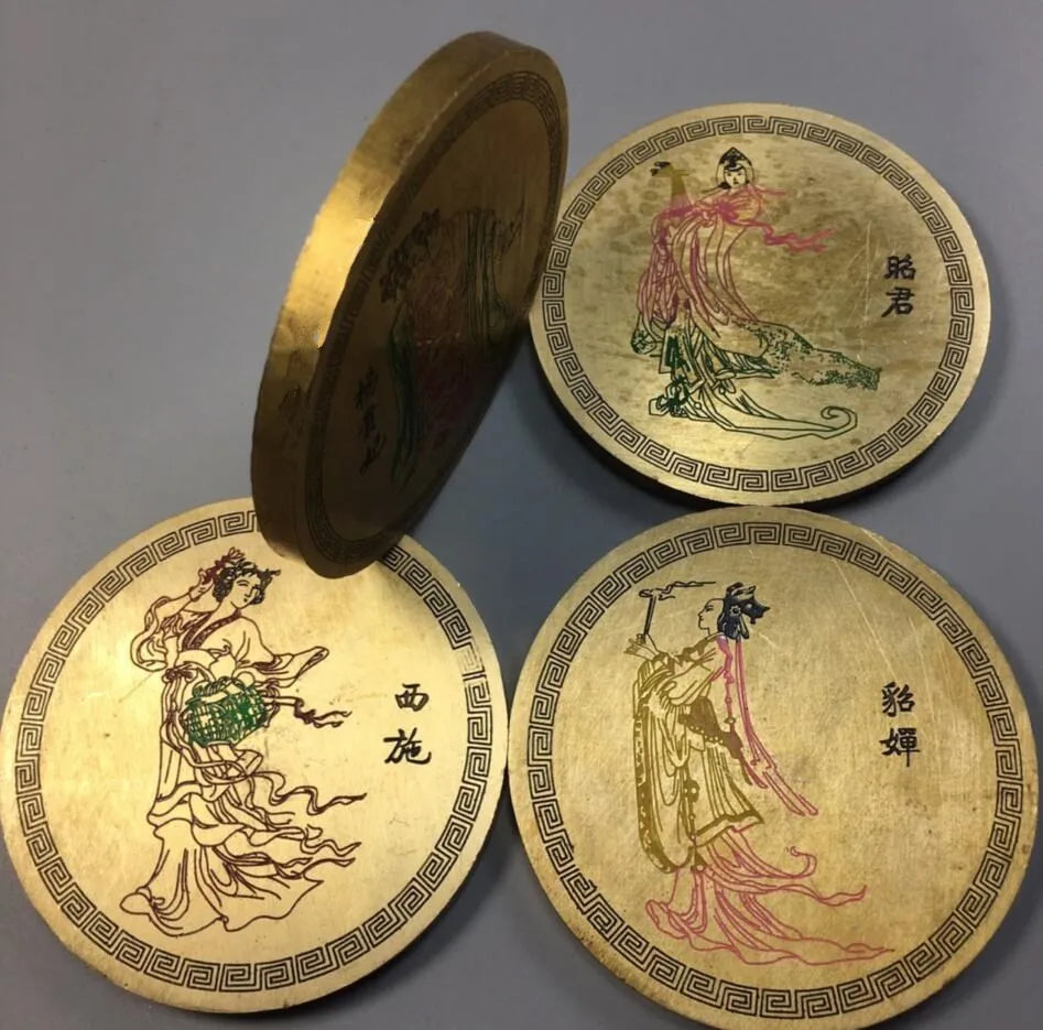 China brass Four beautiful women paper weight crafts statue A set