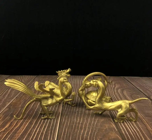 China brass Four great god beast crafts statue A set