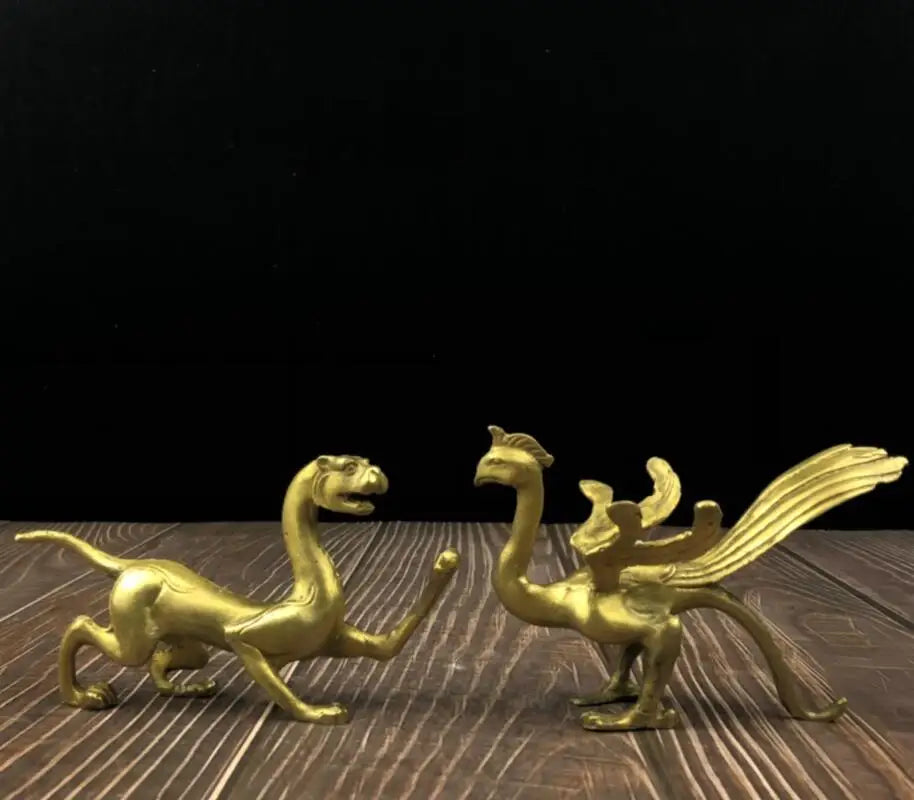 China brass Four great god beast crafts statue A set