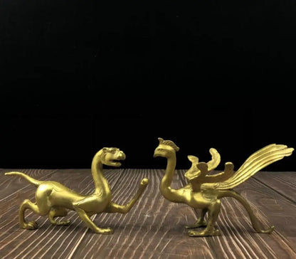 China brass Four great god beast crafts statue A set