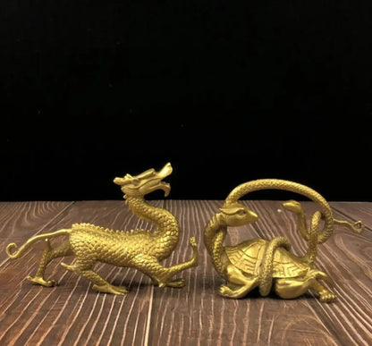 China brass Four great god beast crafts statue A set
