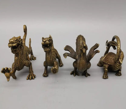 China brass Four great god beast small crafts statue