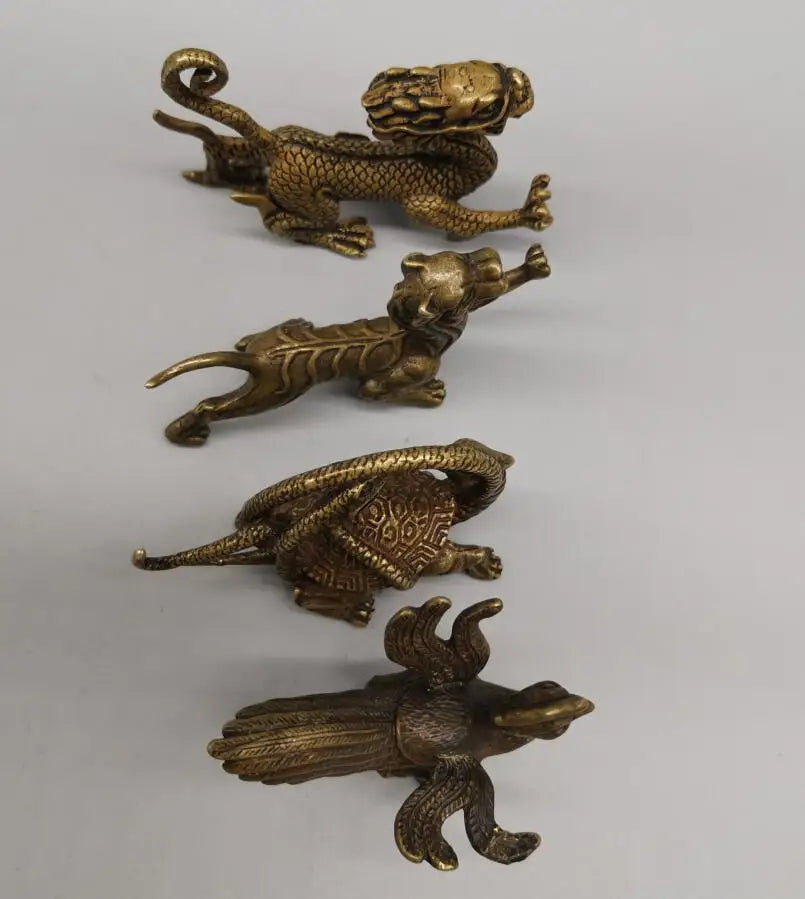 China brass Four great god beast small crafts statue
