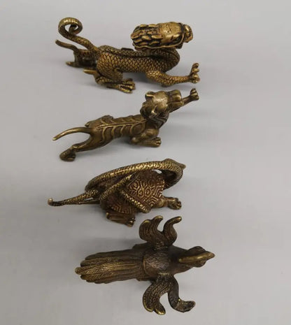 China brass Four great god beast small crafts statue
