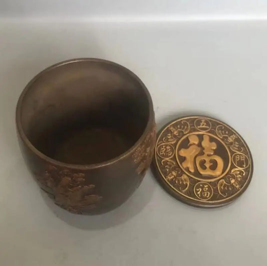 China brass Fu Lu Shou Xi tea Cans crafts statue
