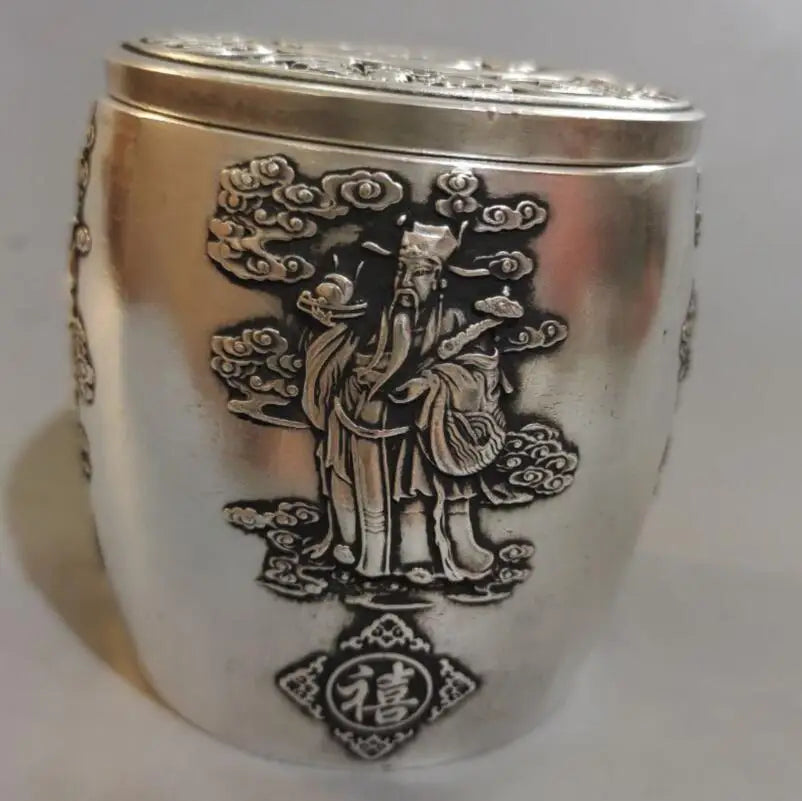 China brass Fu Lu Shou Xi tea Cans crafts statue
